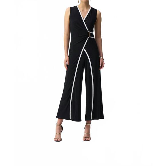 JOSEPH RIBKOFF Pants - NEW JOSEPH RIBKOFF sleeveless culotte jumpsuit in black/vanilla